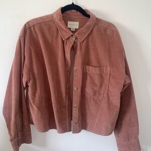 American Eagle AE Cropped Corduroy Jacket Mauve Pink